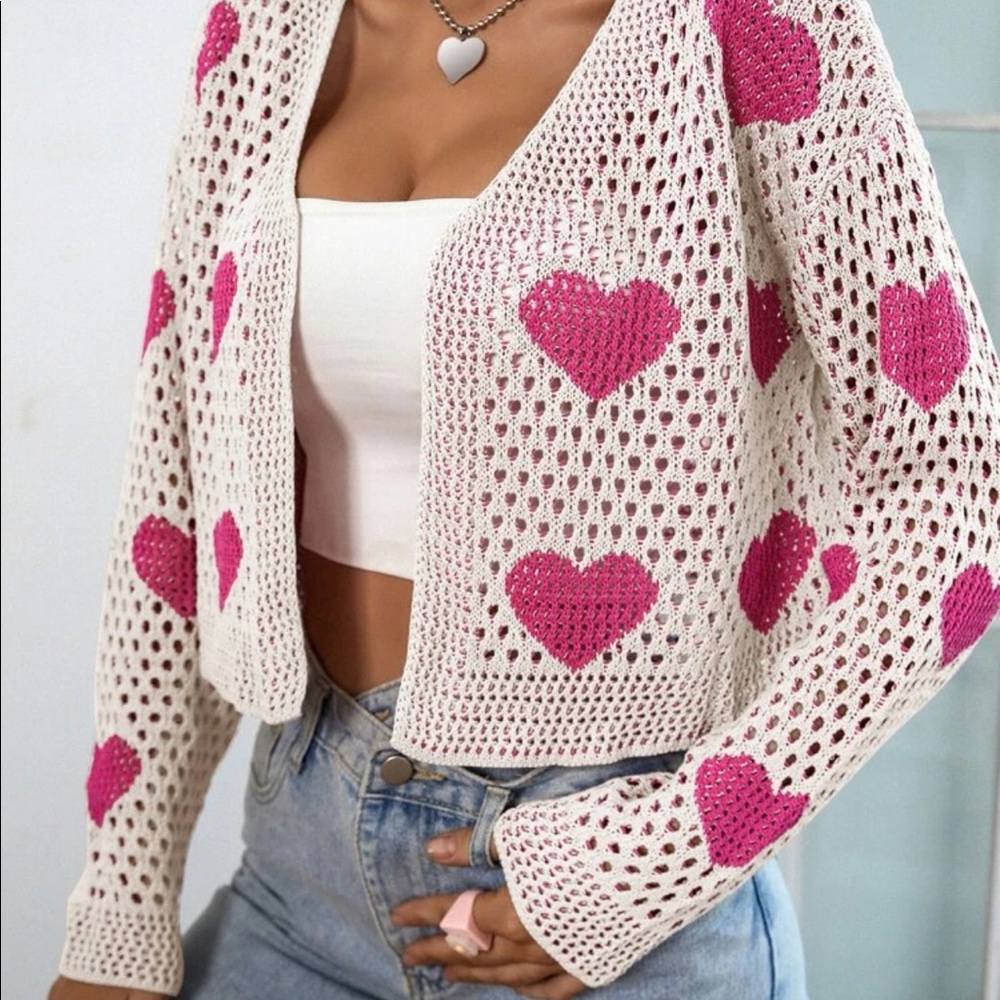 Valentines Day pink heart sweater